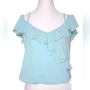 NWT Crave Fame Junior's Blue V-Neck Peasant Tee Size Medium